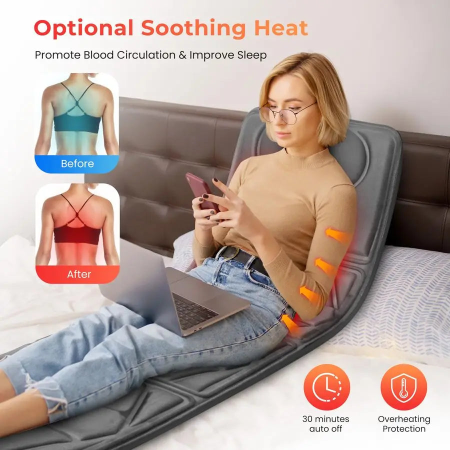 Massage Pad With Heat And Ten Motor Vibration For Relief