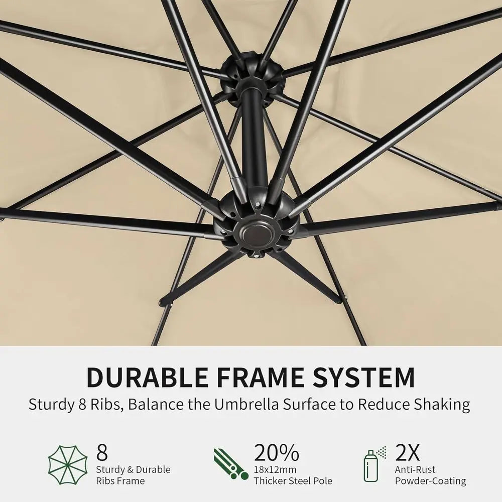 Outdoor Cantilever Patio Umbrella With Base Included Yarn Dyed Fabric