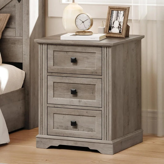 Nightstand Set of 2 With Charging Station Farmhouse Bedside Tables