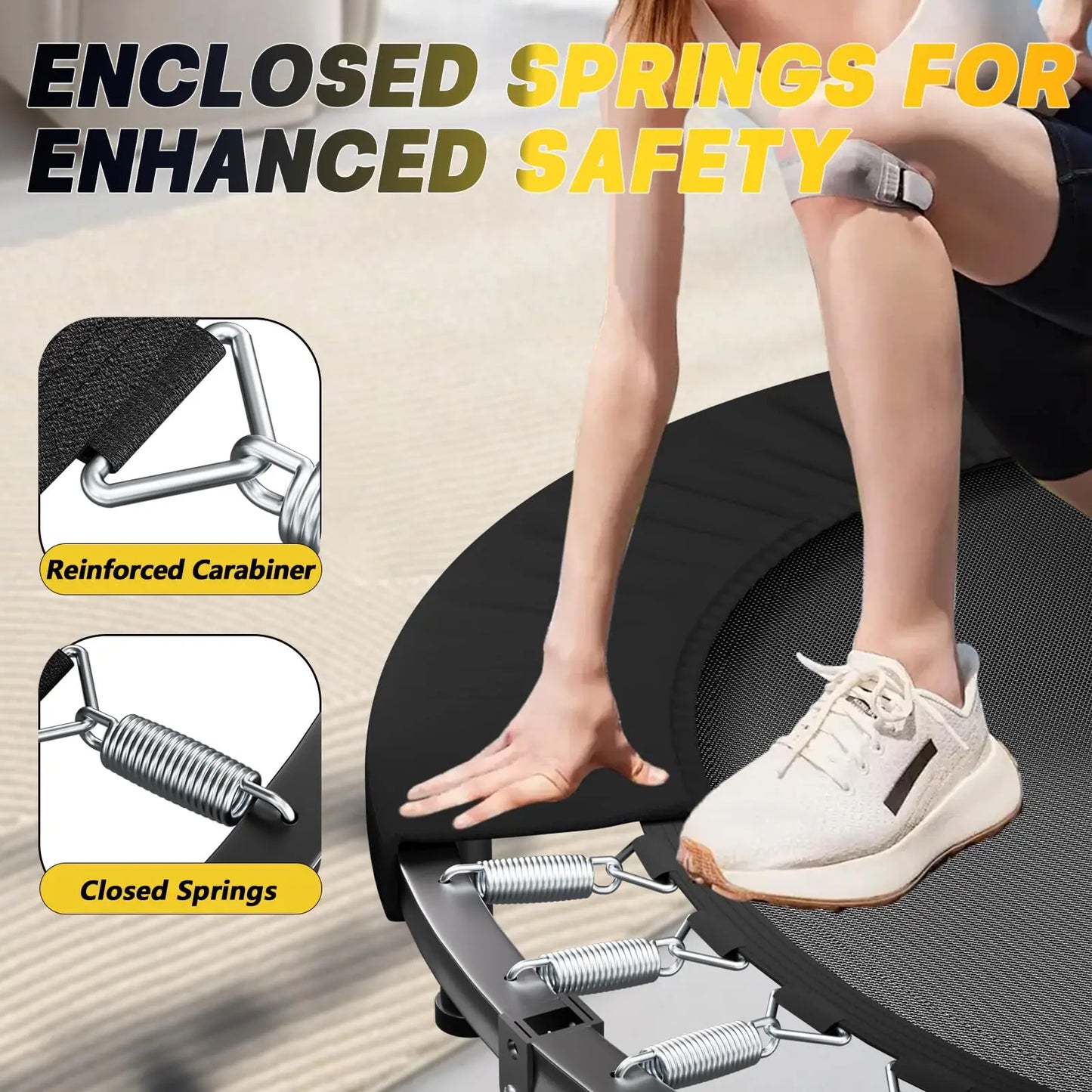 Rebounder Trampoline For Adults With Adjustable U-Bar Handle