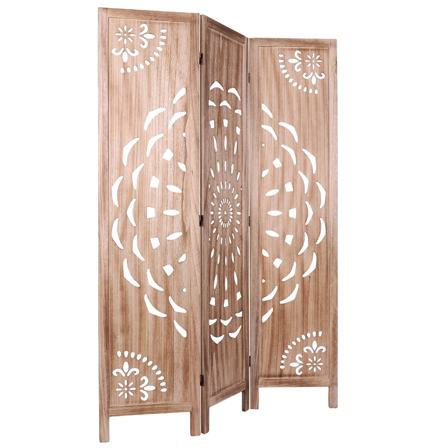 LAIMANEI Boho Wood Room Divider Privacy Screen Indoor Patio