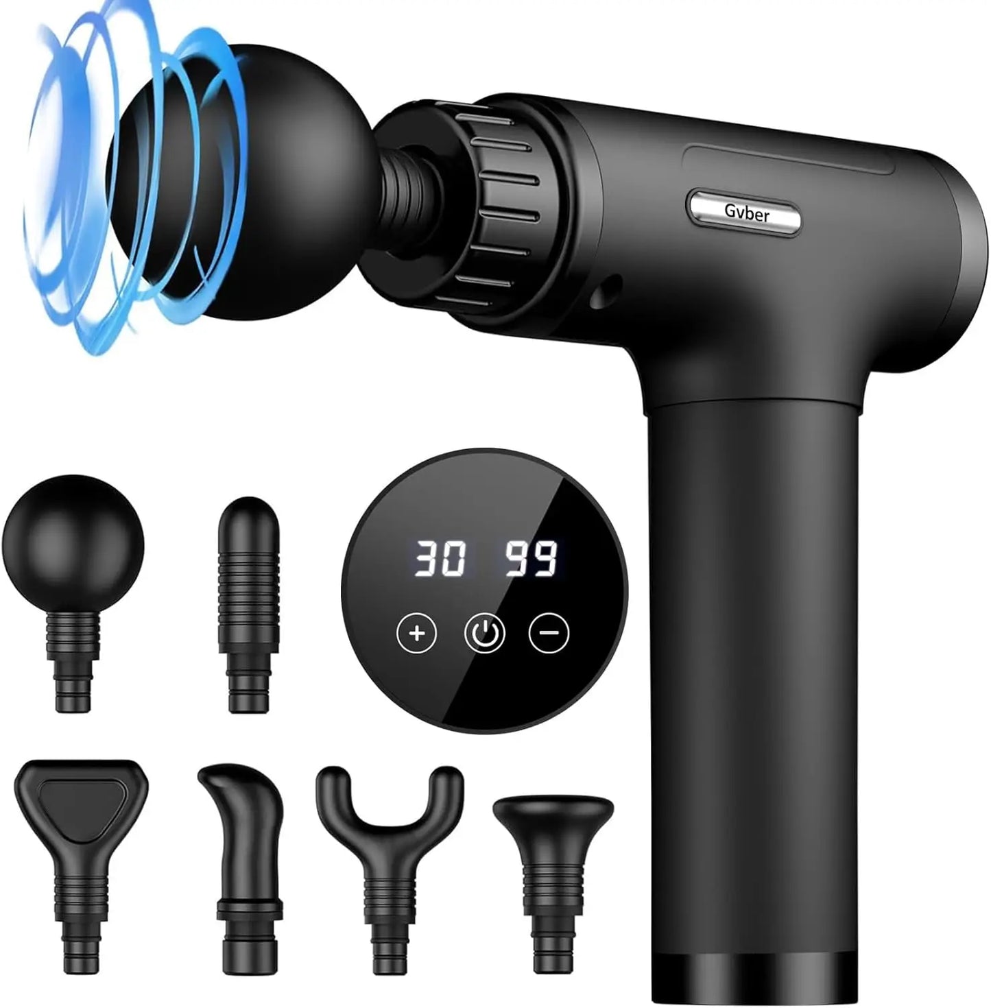 Massage Gun Deep Tissue, Handheld Back Massager for Athletes with 6 Attachments & 30 Speed, Black