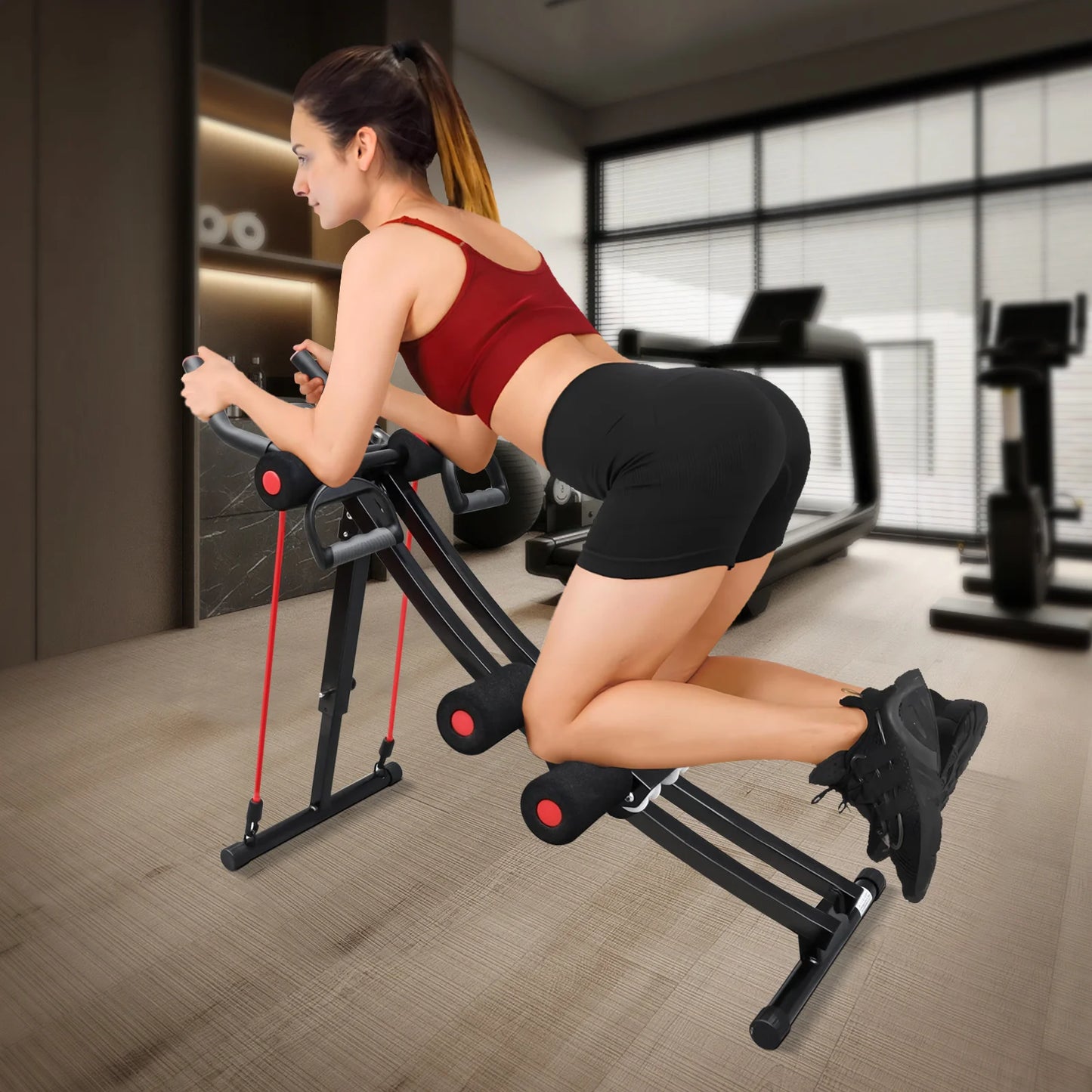 GIKPAL Foldable Ab Machine for Home Gym with LCD Display