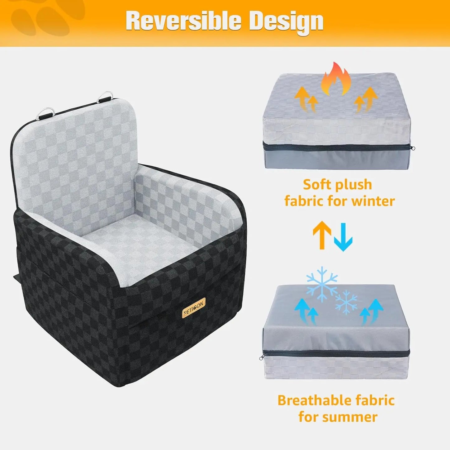 Waterproof Dog Car Seat with Memory Foam, Y-Shape Safety Belt for Small Medium Dogs up to 26 lbs