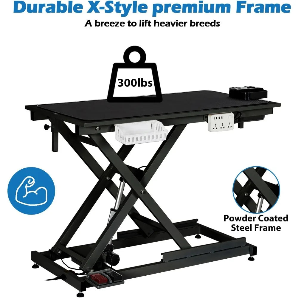 50'' Professional Electric Dog Grooming Table, Pet Grooming Table for Large Dogs Heavy Duty Height Adjustable with Dog Grooming