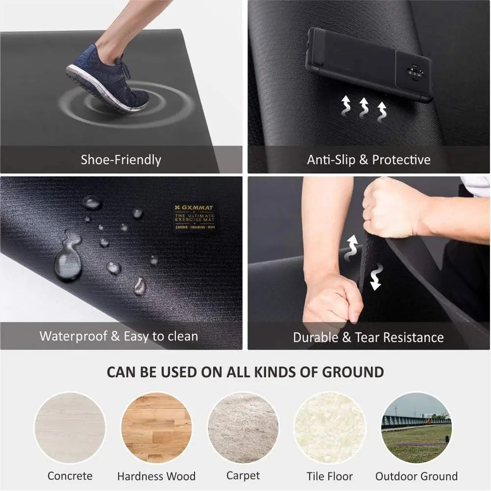 Wide Large Exercise Mat12x7/10x7/8x7(7mm),Thick Workout Mats for Home Gym Flooring,High-Density Durable Cardio Mat,Shoe Friendly