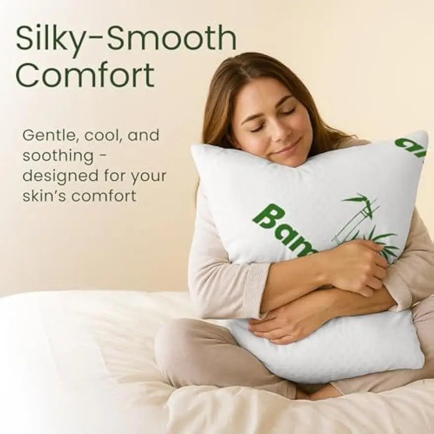 Shredded Memory Foam Pillows Set of 2 with Bamboo Cover