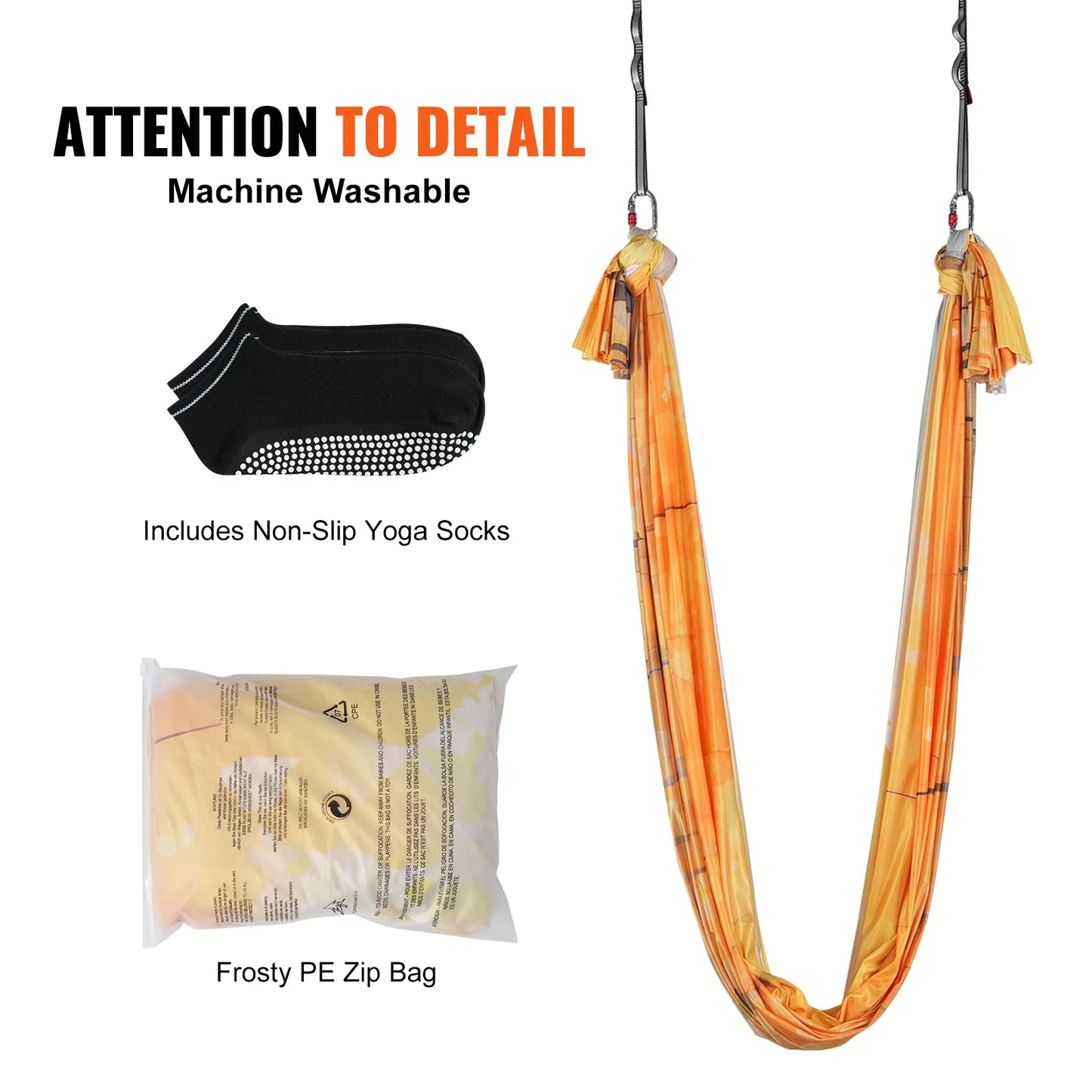 Aerial Yoga Hammock Nylon Fabric With Full Rigging Hardware