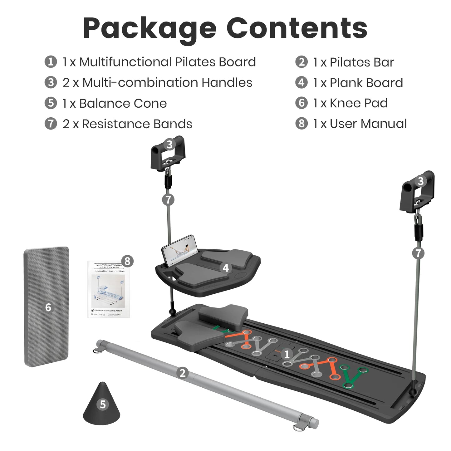 Portable 7-In-1 Foldable Pilates Board For Full-Body Core Training