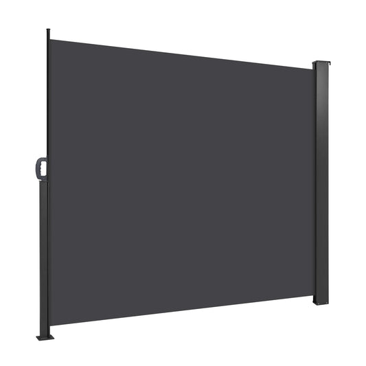 Retractable Side Awning Polyester Screen Folding Room Divider Fence Iron Base with PU Coating for Garden Backyard Terrace Indoor