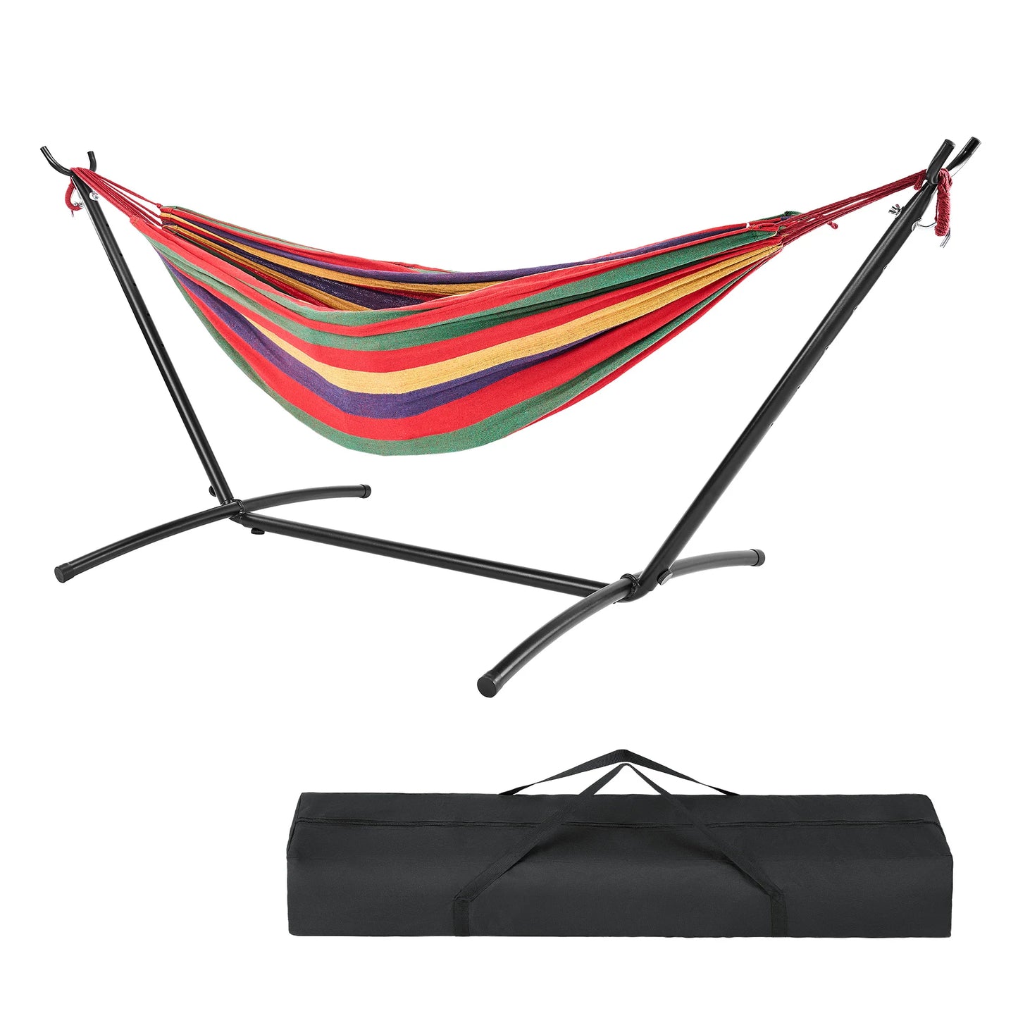 JHK Double Hammock With Space Saving Steel Stand Two Person
