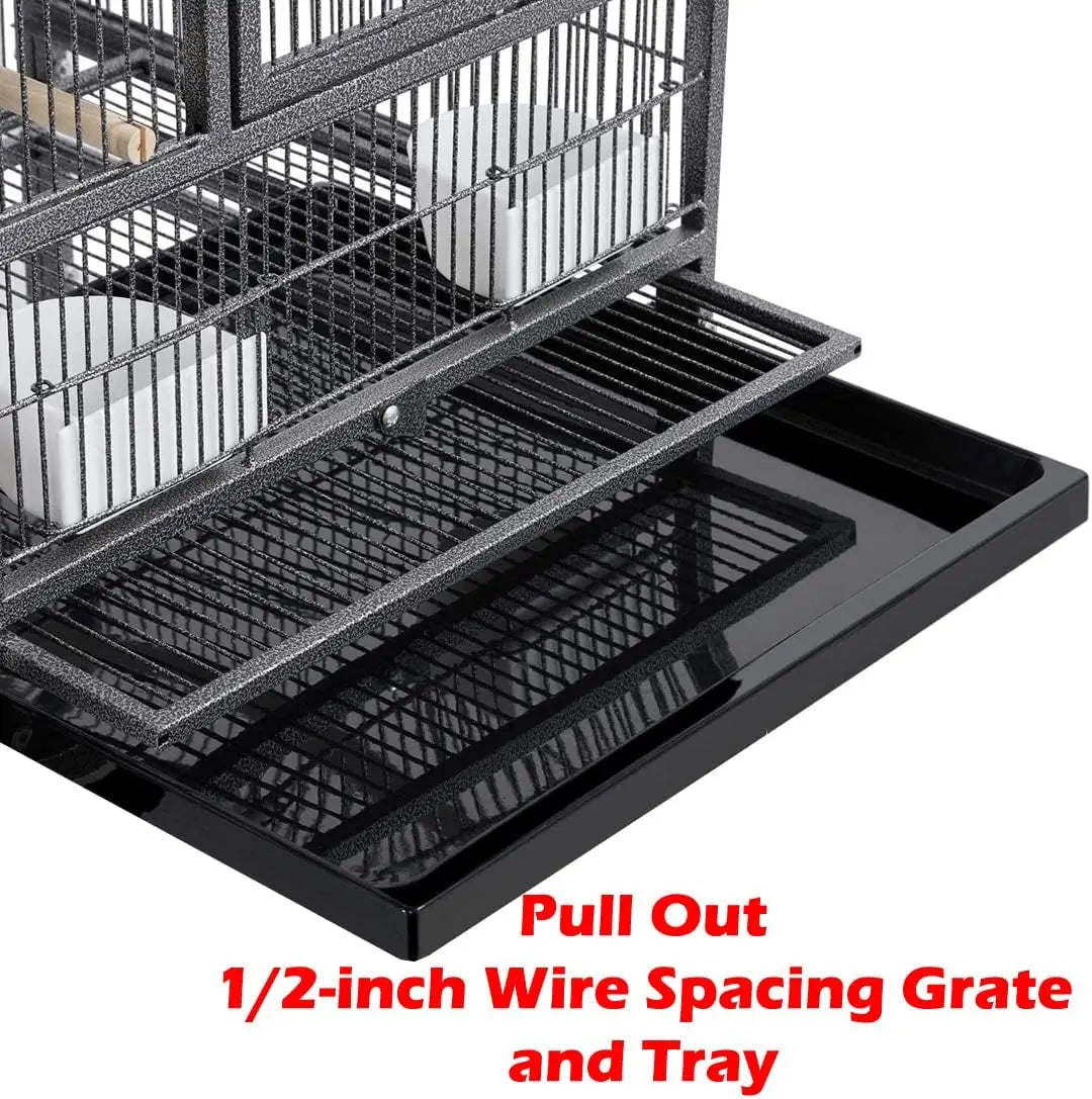 Combo Breeding Stacker Center Divided Breeder Bird Flight Double Rolling Cage with Side Breeding Nest