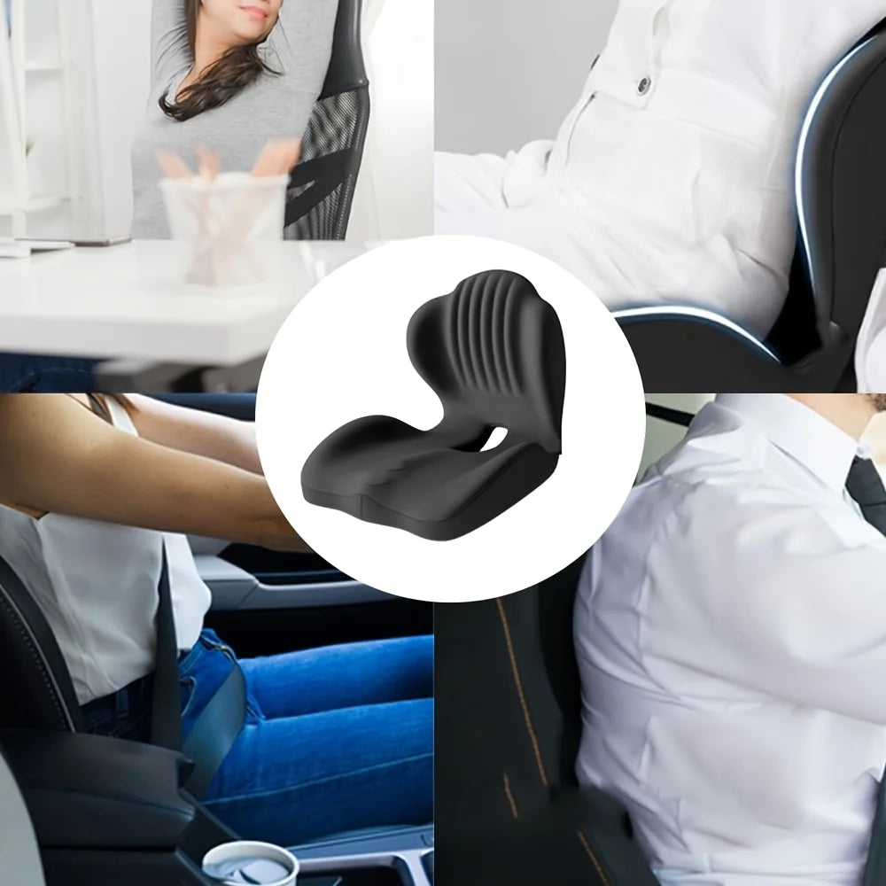 Hip & Lumbar Integrated Support Pillow, Breathable Memory Foam Cushion For Office & Car Long Sitting
