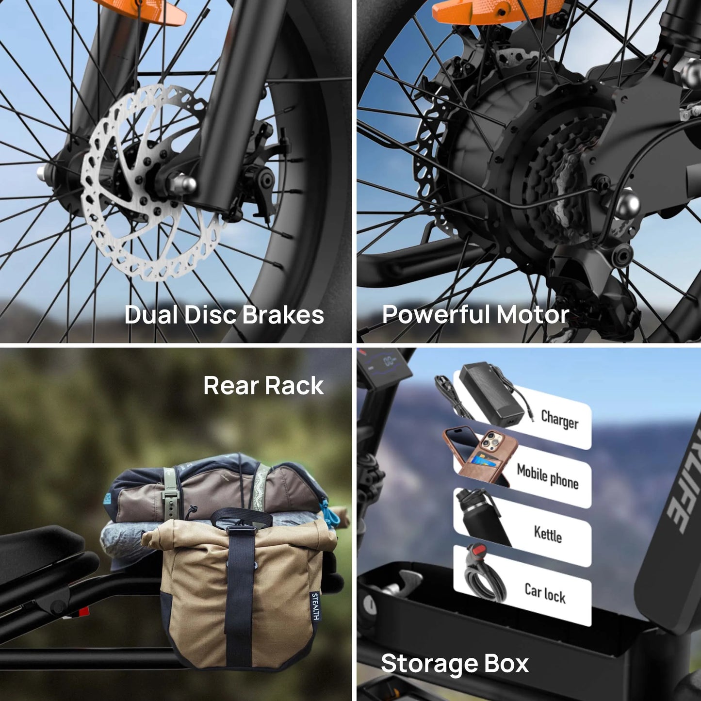 URLIFE 1500W Peak Electric Mountain Bike 48V Removable Battery 28MPH Fat Tire