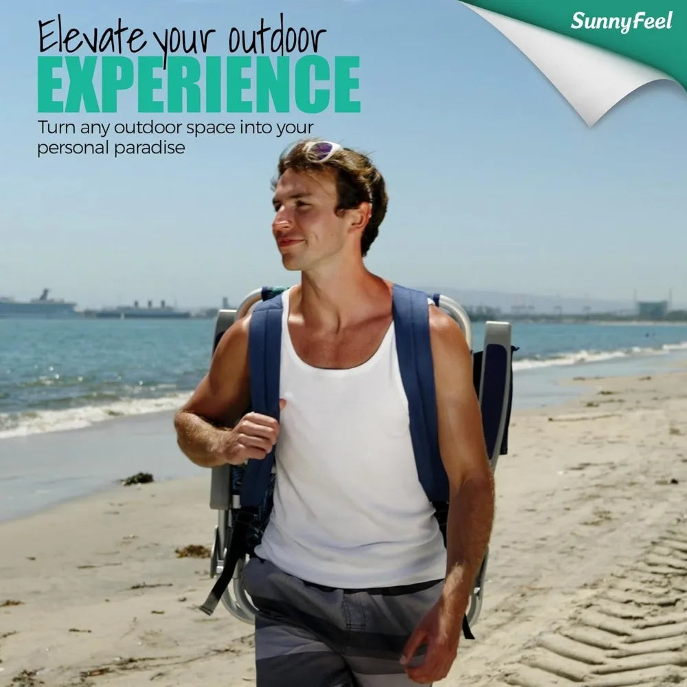 CQ Beach Chair Portable Folding Backpack With Cooler