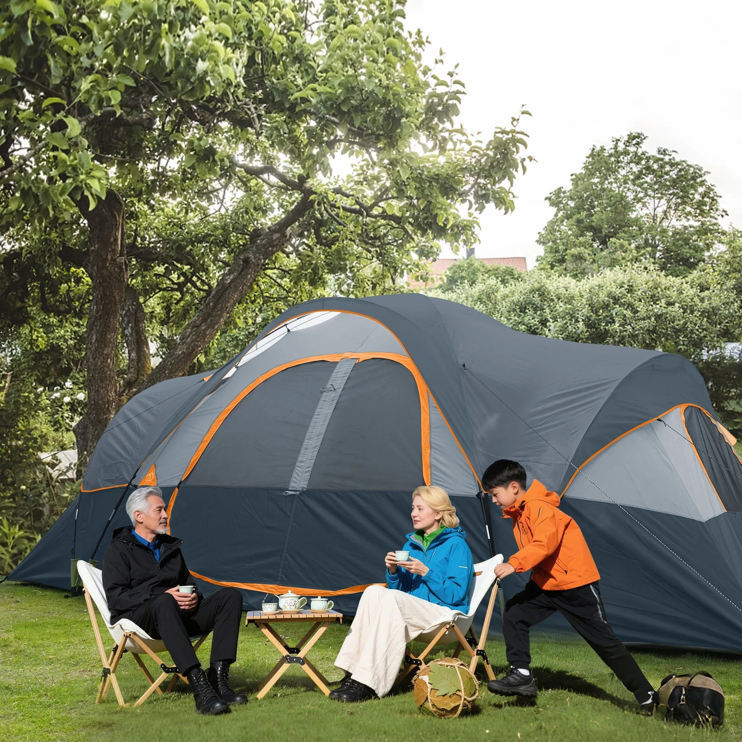 UNP Camping Tent 10 Family Tents,5 Large Mesh Windows, Double Layer, Waterproof, Weather Resistant, Parties, Music Festival