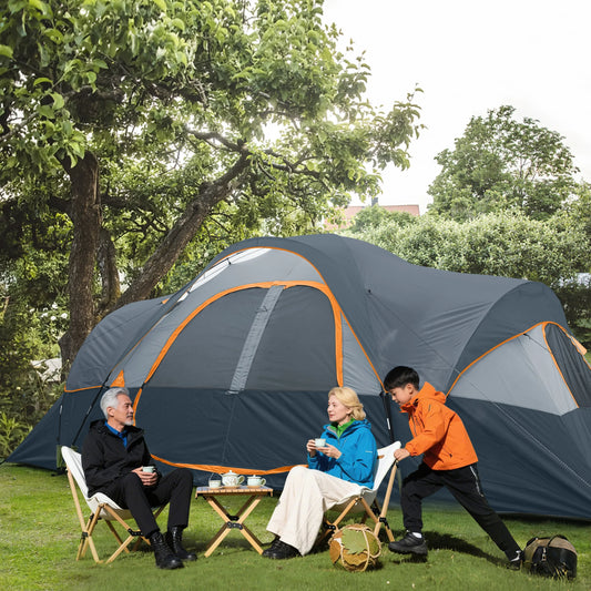 UNP Camping Tent 10 Family Tents,5 Large Mesh Windows, Double Layer, Waterproof, Weather Resistant, Parties, Music Festival