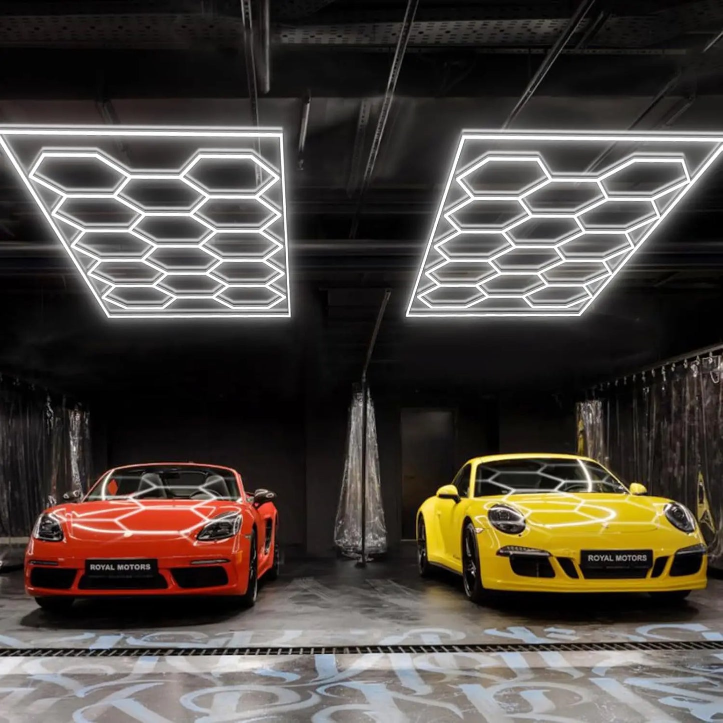 Hexagon Garage LED Light Honeycomb Grid