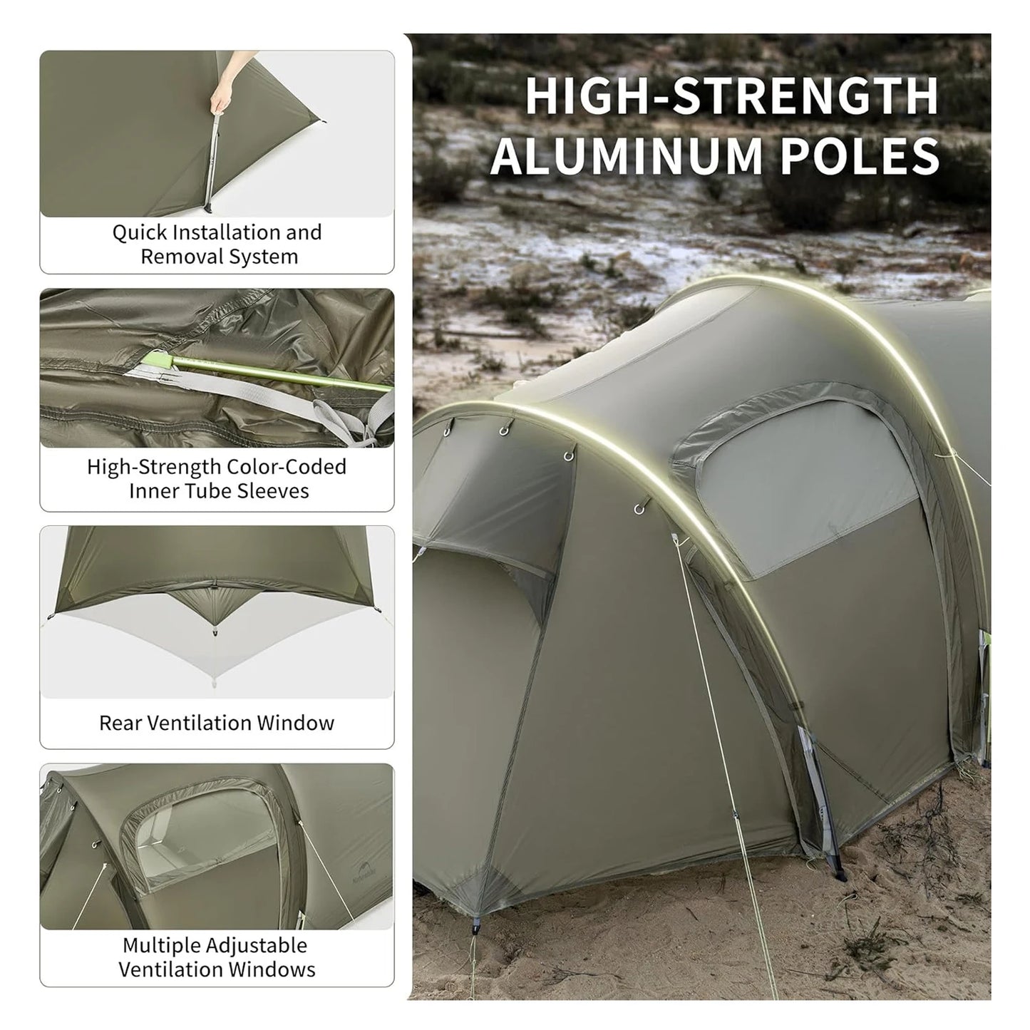 Naturehike Opalus UL Tunnel Tent 4-Season Lightweight Hiking