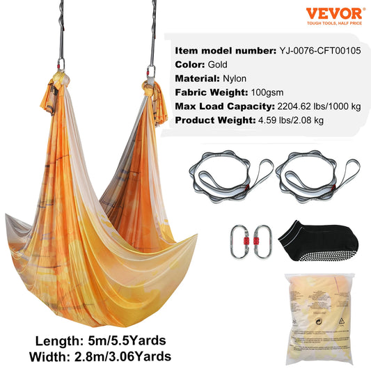 Aerial Yoga Hammock Nylon Fabric With Full Rigging Hardware