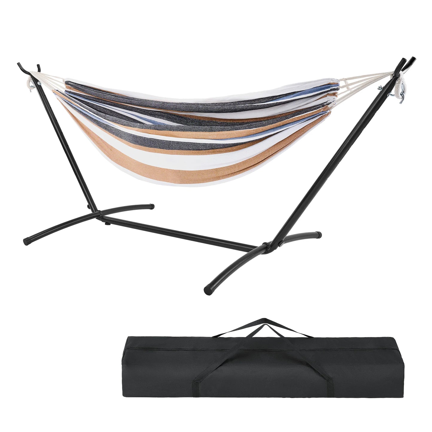 JHK Double Hammock With Space Saving Steel Stand Two Person