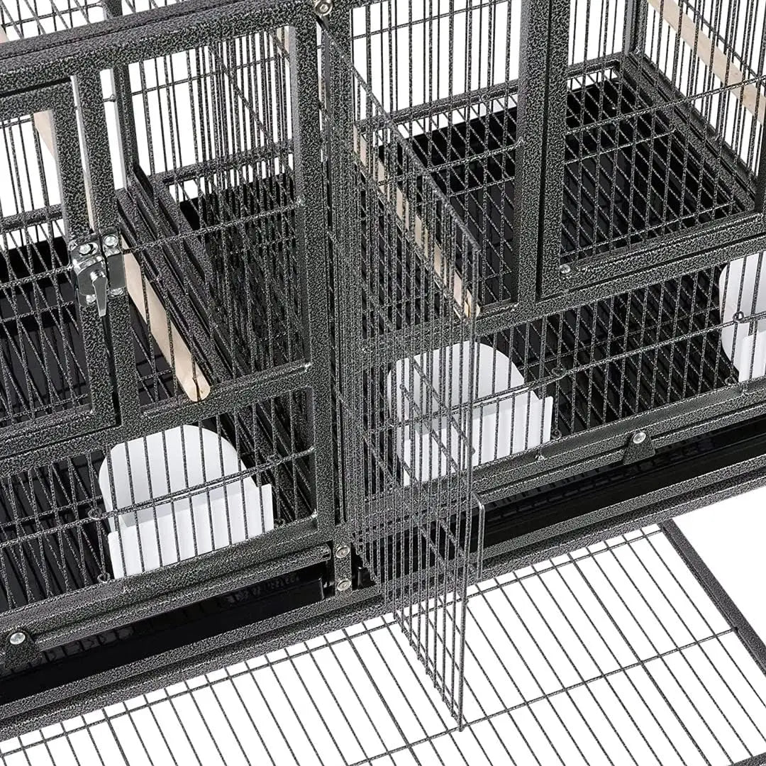 Combo Breeding Stacker Center Divided Breeder Bird Flight Double Rolling Cage with Side Breeding Nest
