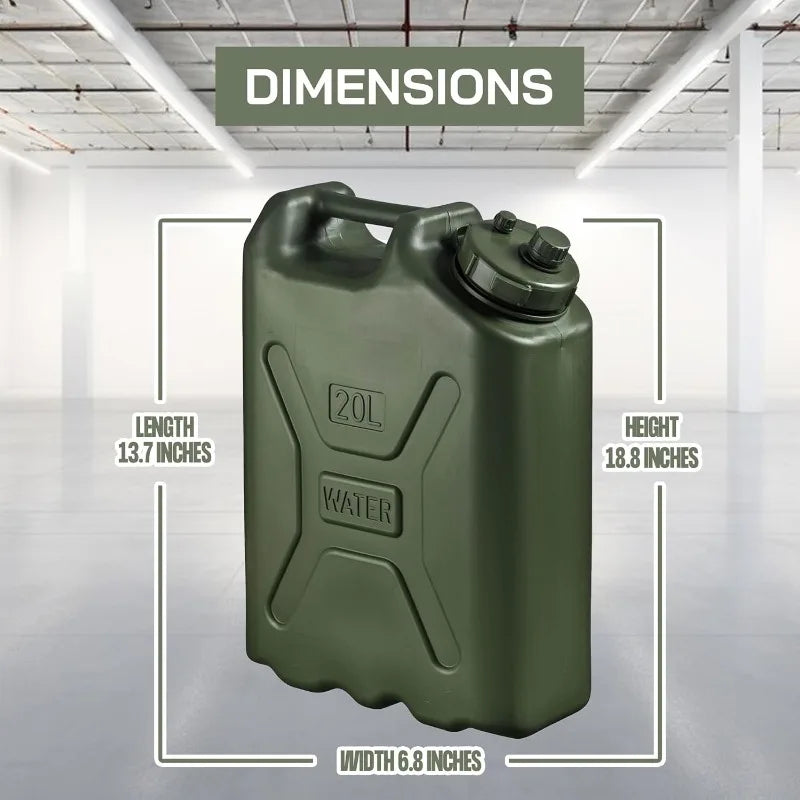 Scepter 10-Pack Portable Military Style Water Container for Camping & Outdoors, 5 Gallon, Green - Heavy-Duty Plastic Beverage
