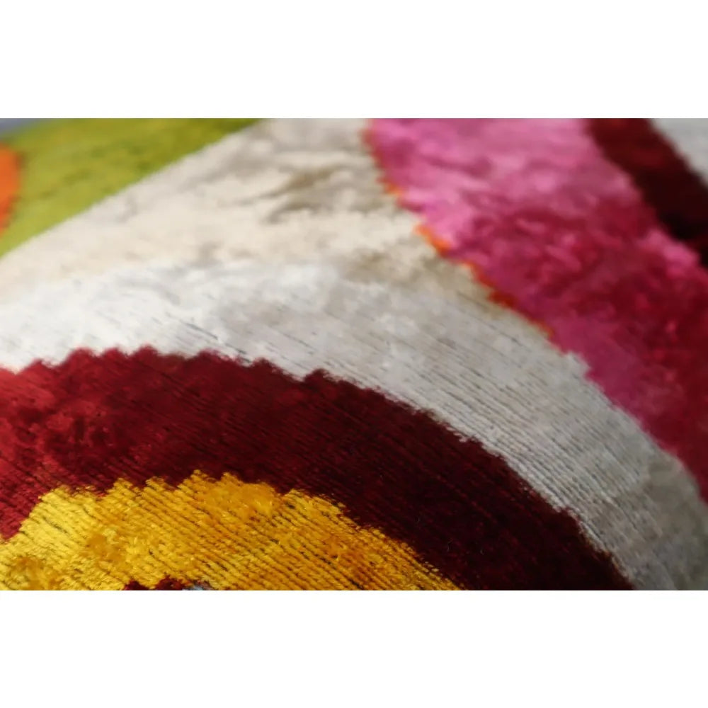 Colorful Silk Velvet Throw Pillow With Down Feather Fill