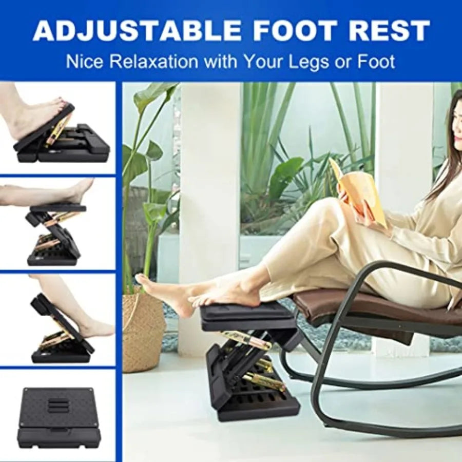 Adjustable Feet Rest and Footstool Under Desk Ergonomic Leg Rest with Massage Roller Height and Angle Adjustable Detachable Cus