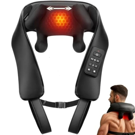 Shiatsu Neck Massager with Heat for Pain Relief Deep Tissue Upgraded Adjustable Width 4D Kneading Shoulder Massage Electric Bac