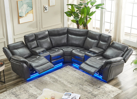 TODRANIC Power Recliner Sectional Sofa With USB LED Lights