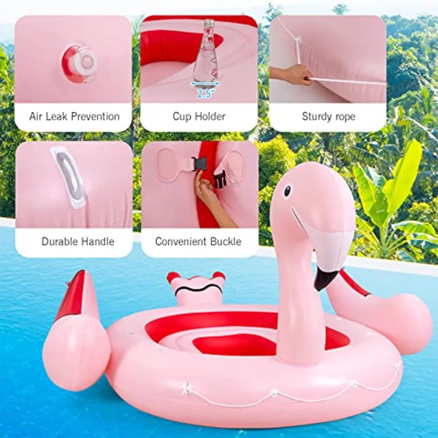 OLOEY Giant Flamingo Pool Float for Adults With Cup Holders