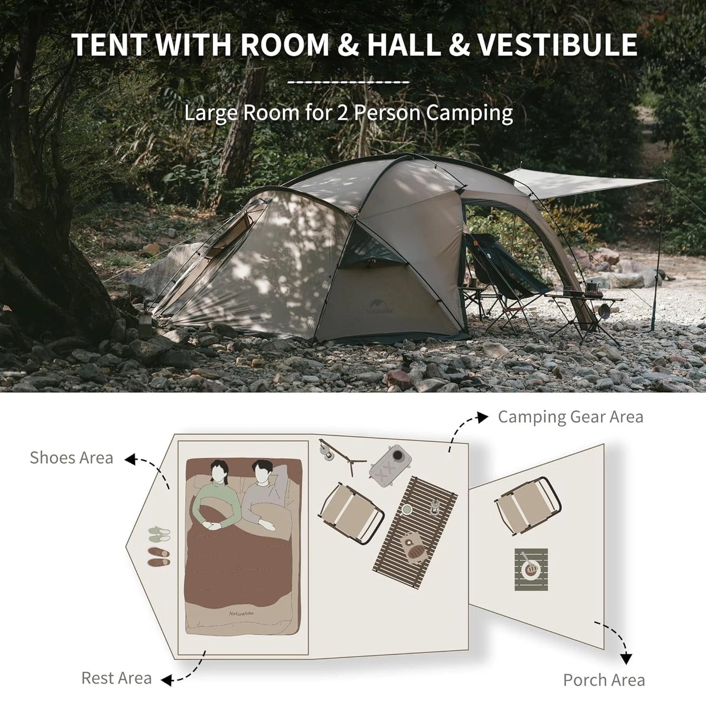 Naturehike Massif Hot Tent With Stove Jack, Four-Season Two-Person
