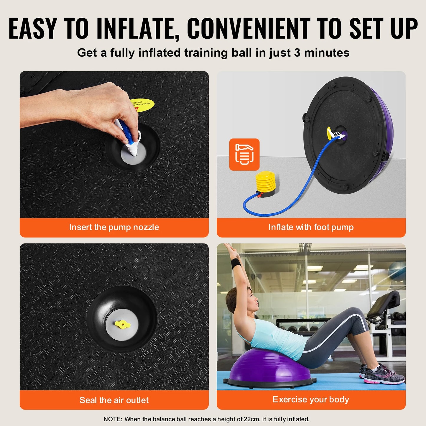 Half Exercise Ball Trainer With Resistance Bands Home Fitness