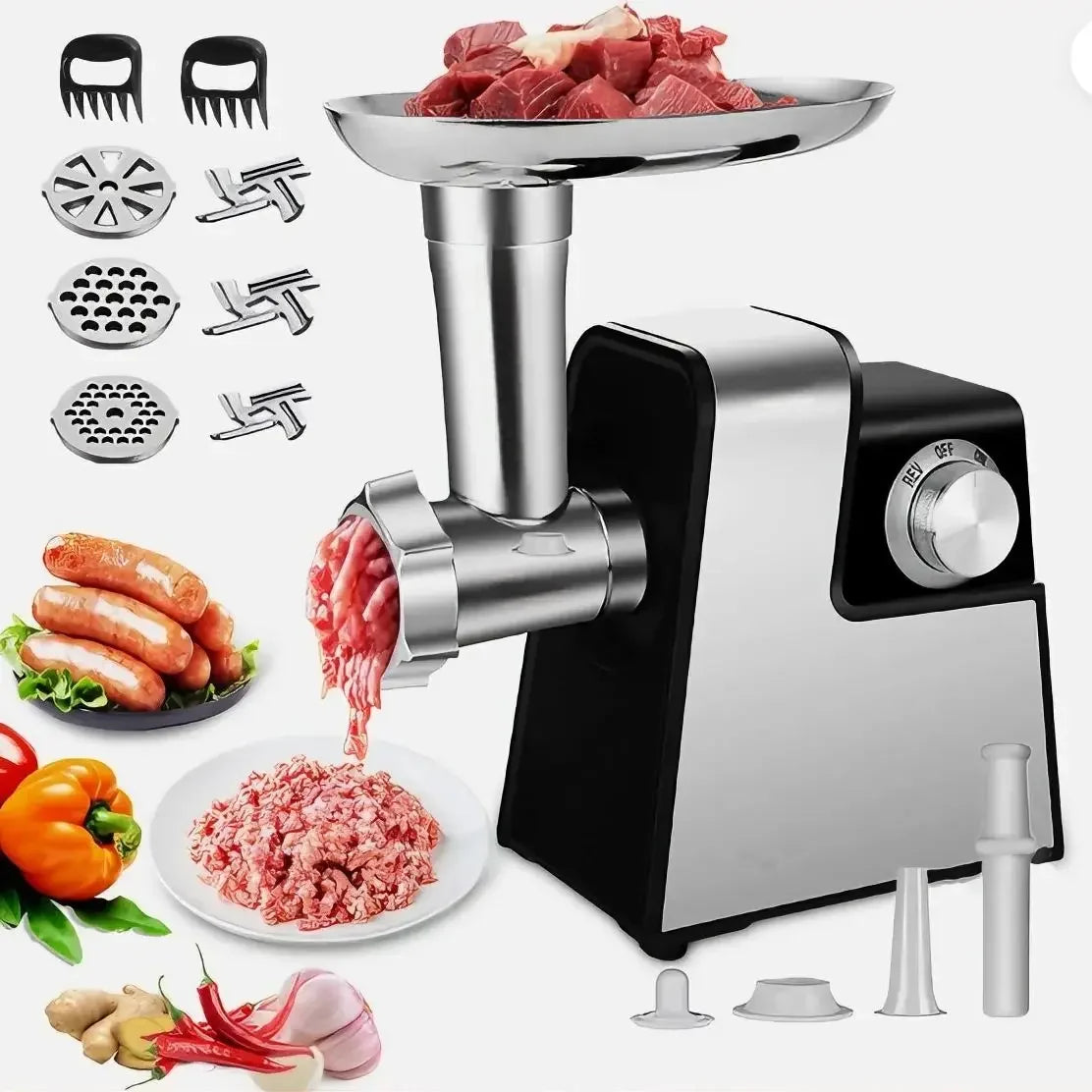 Stainless Steel Meat Grinder And Kitchen Machine Slicer Sausage Filler