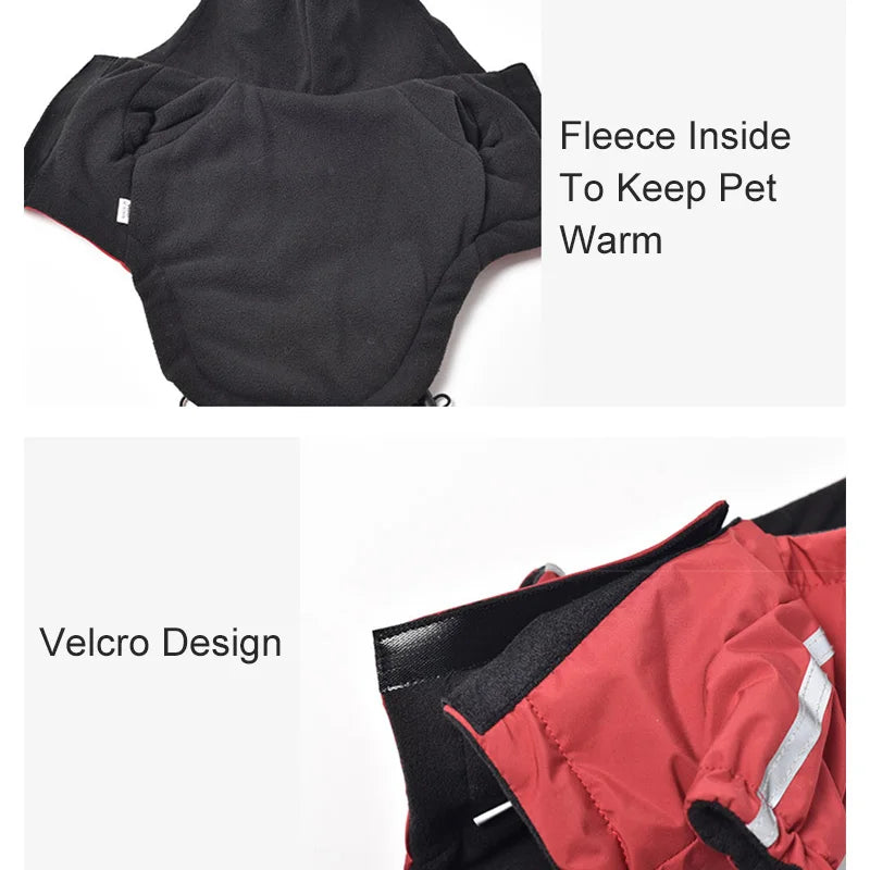 Pet Dog Waterproof Warm Coat Cotton Hooded Jacket The Dog Face Small Dogs Cat Reflective Pet Clothes Winter Coat
