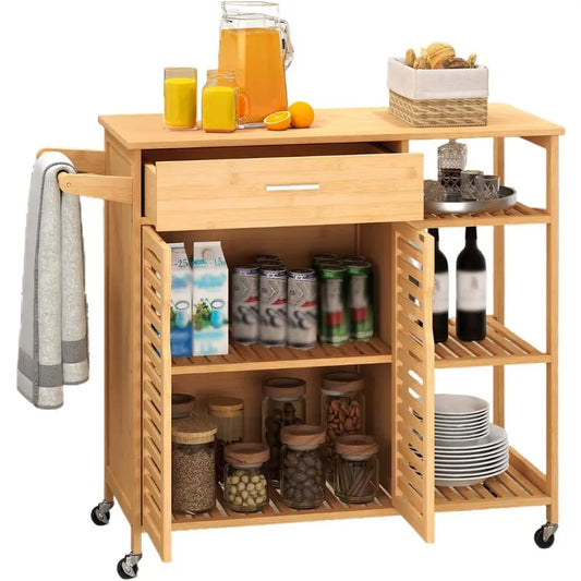 DAFIFY Rolling Kitchen Island Cart With Butcher Block