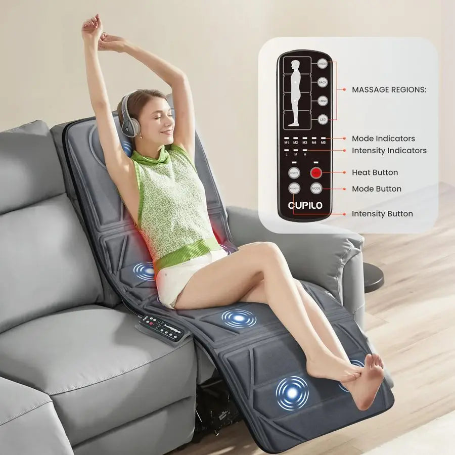 Massage Pad With Heat And Ten Motor Vibration For Relief