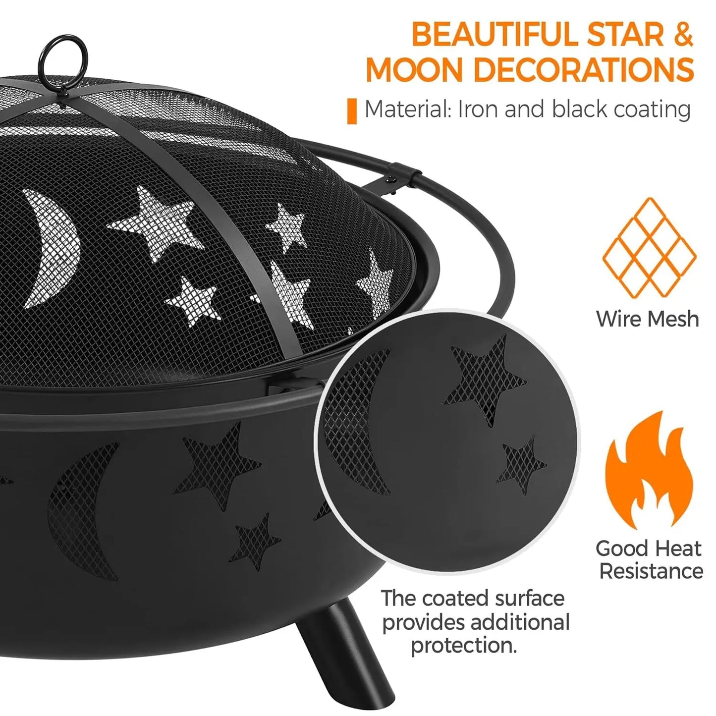 Fire Pit 30in Fire Pits for Outside Wood Burning Outdoor Fireplace with Spark Screen, Poker for Bonfire Patio, Customized