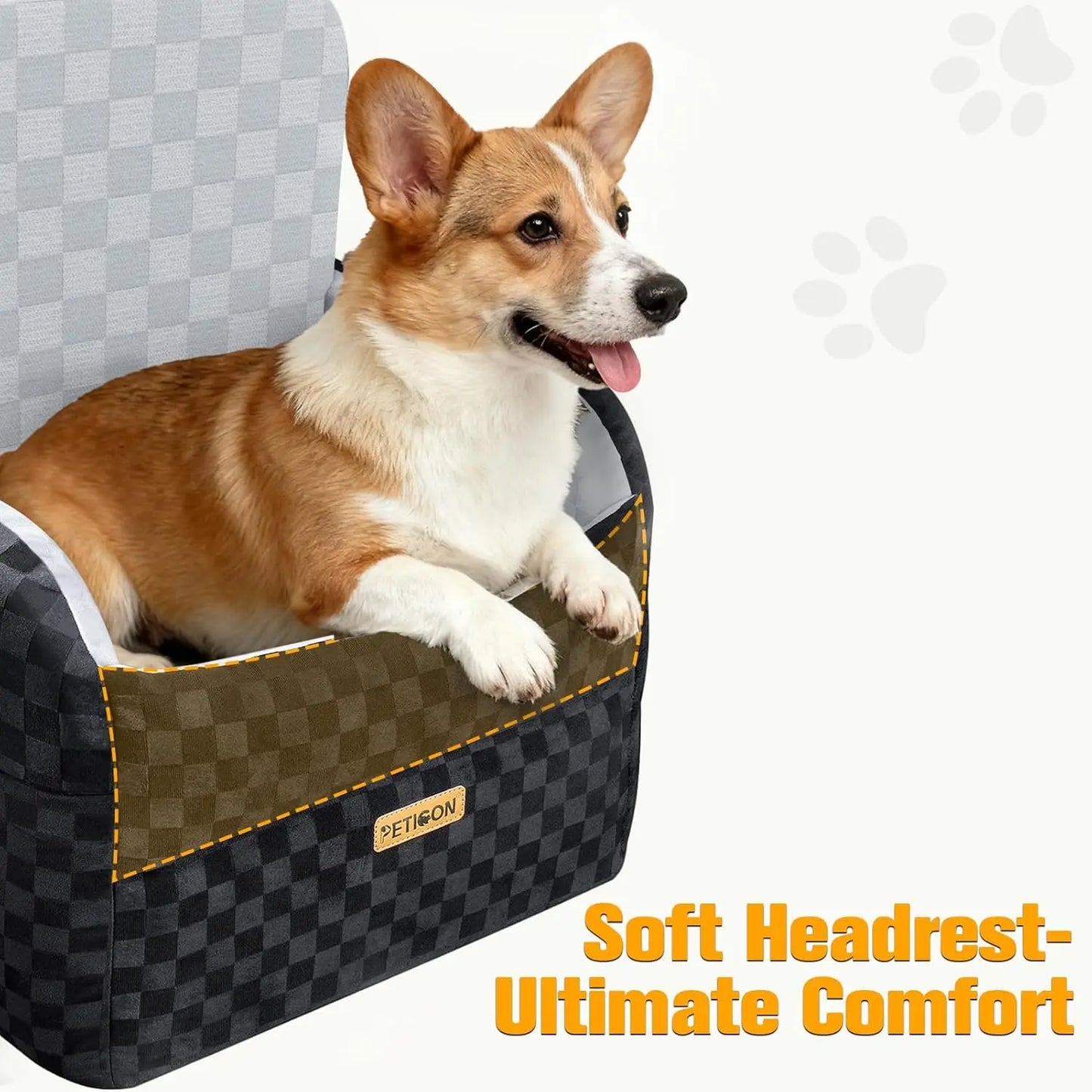 Waterproof Dog Car Seat with Memory Foam, Y-Shape Safety Belt for Small Medium Dogs up to 26 lbs