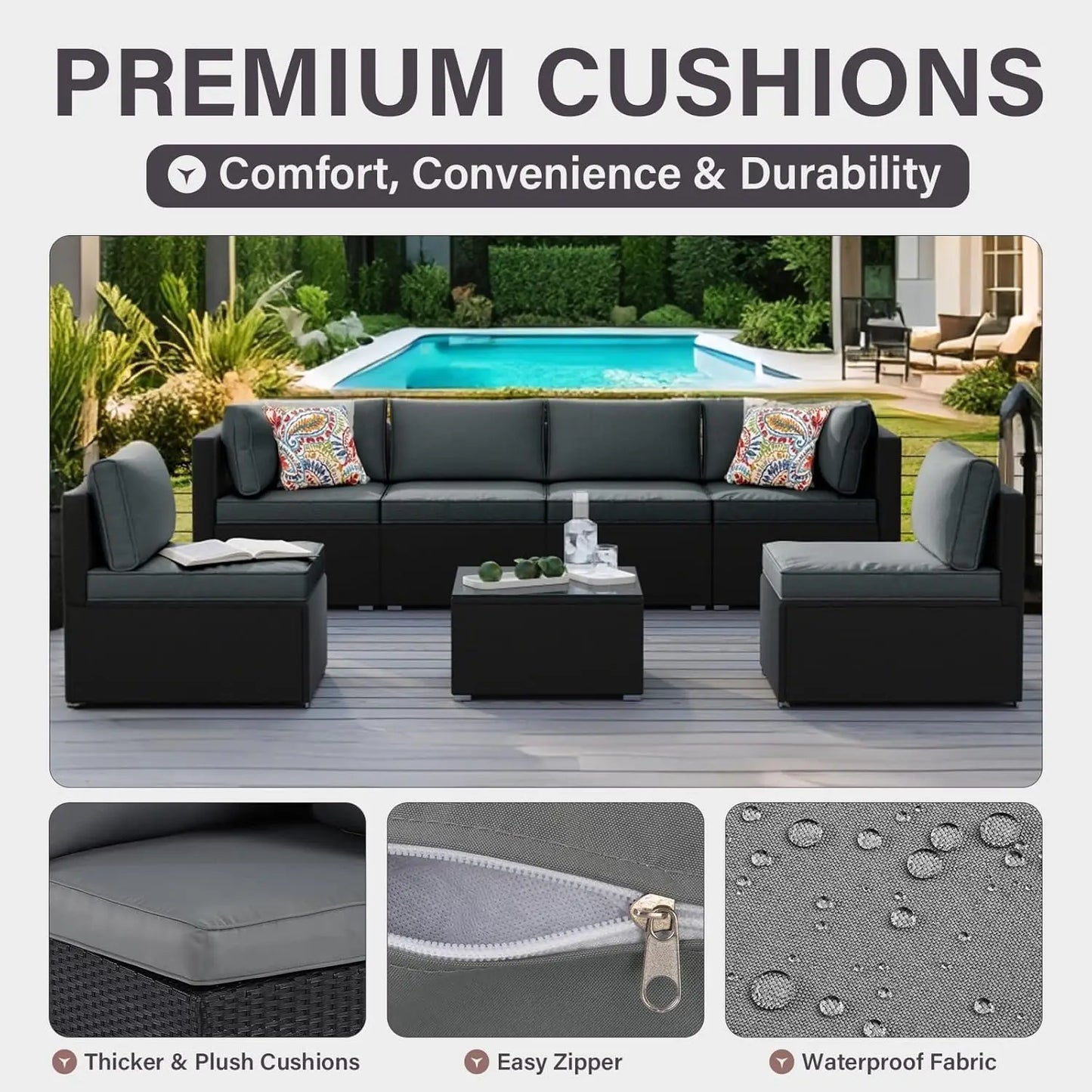 7-Piece Outdoor Patio Furniture Set Handwoven All-Weather Rattan