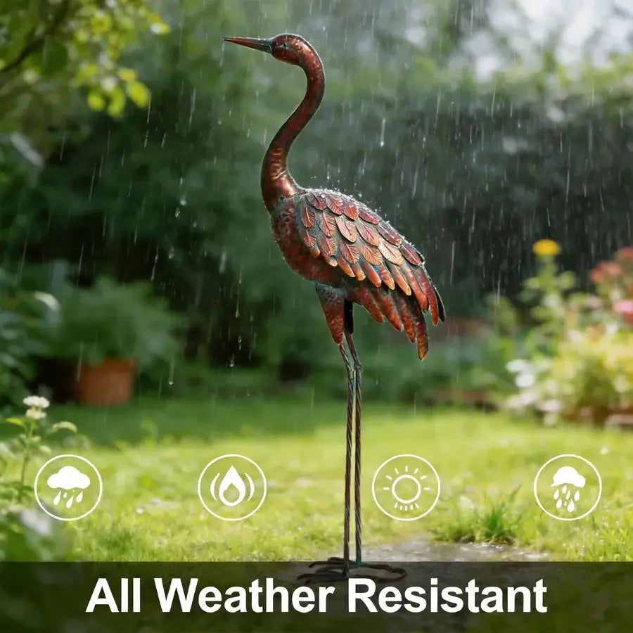 Outdoor Garden Crane Statues and Sculptures Metal Yard Art Statue for Garden Decoration Large Size