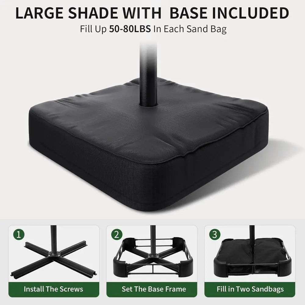 Outdoor Cantilever Patio Umbrella With Base Included Yarn Dyed Fabric