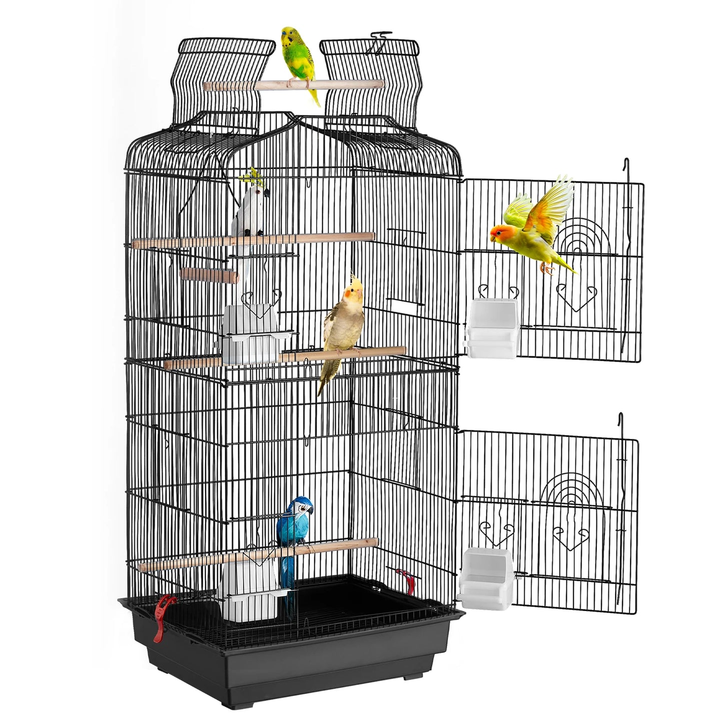 SucceBuy Open Top Large Parrot Cage With Swing And Perch
