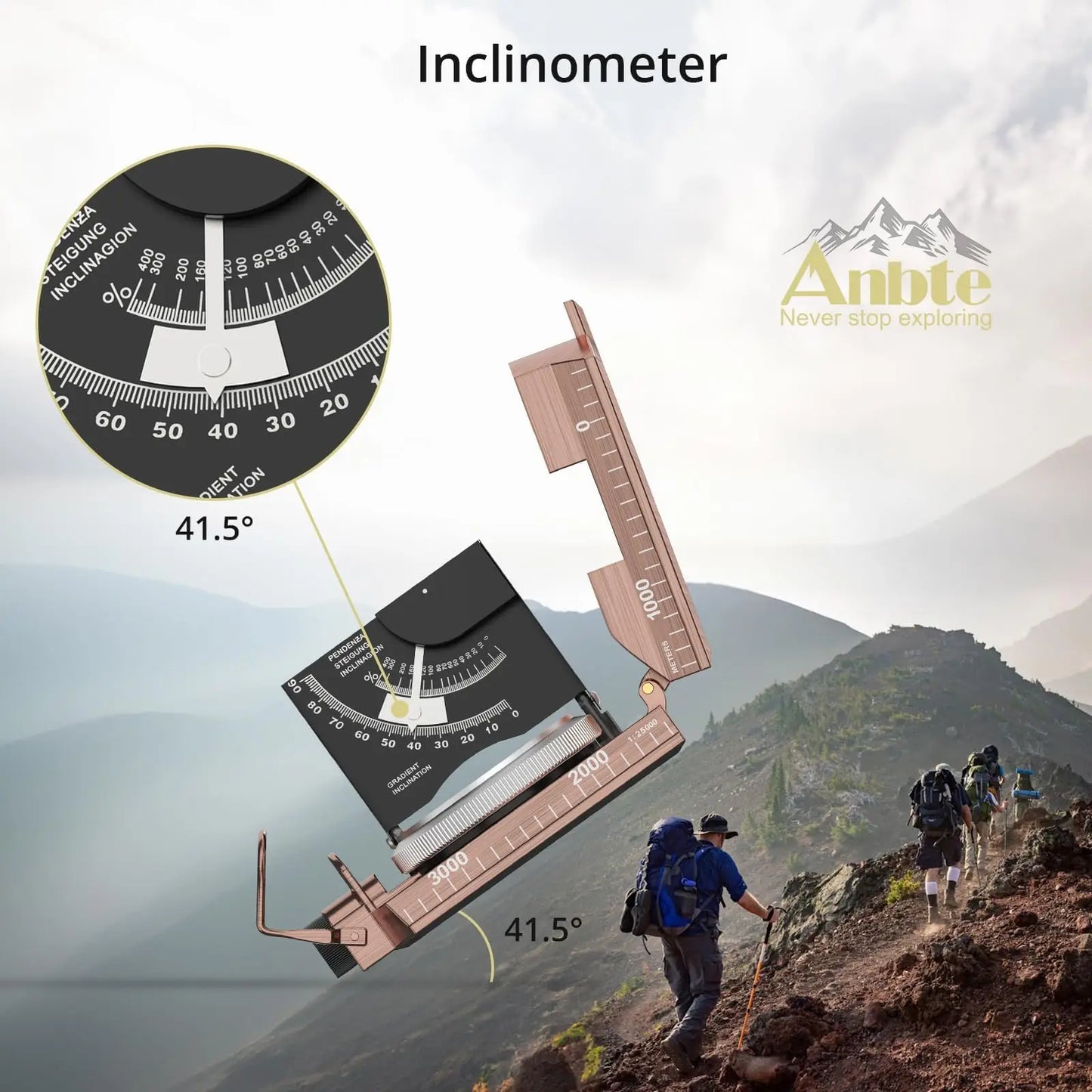 Compass Hiking Survival, IP65 Waterproof Metal Compass with Sighting Clinometer and Carry Bag, Multifunctional, Professional