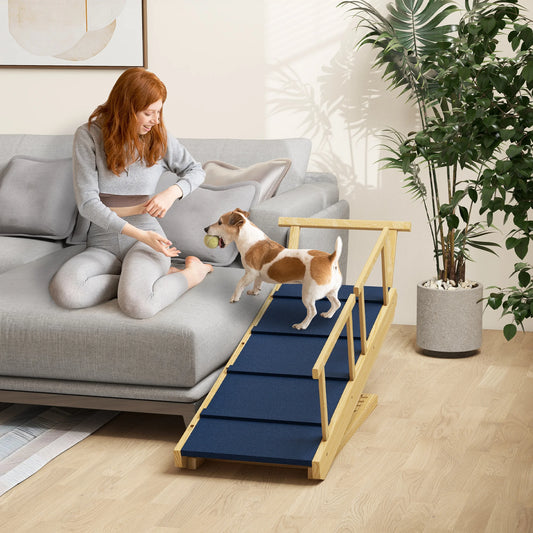 Adjustable Wooden Dog Ramp for Bed and Couch Foldable Pet Ramp with Non Slip Mat for Large Senior Dog Up To 88 Lbs Easy Assembly
