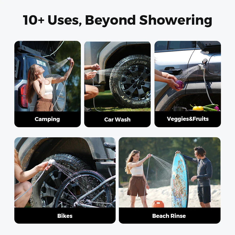 FLEXTAIL TINY SHOWER - Outdoor Camping Shower Portable Electric Shower Pump IPX7 Waterproof for Outdoor and Home Cleaning