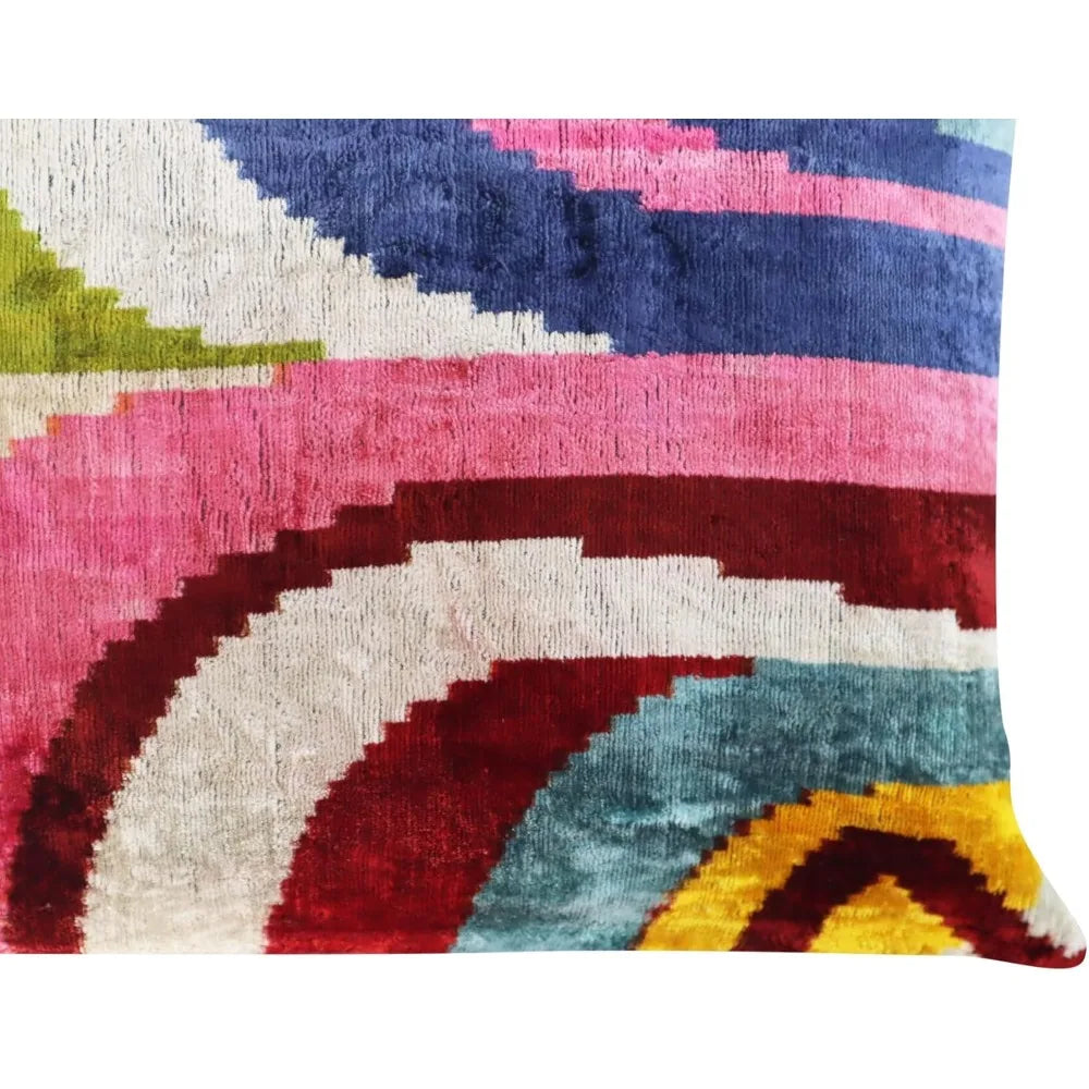 Colorful Silk Velvet Throw Pillow With Down Feather Fill