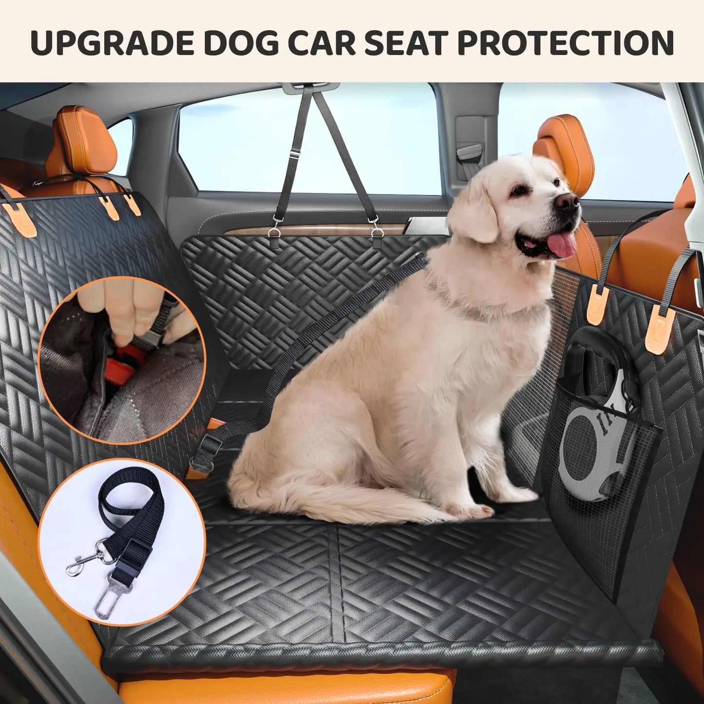 NONECN Car Rear Seat Dog Cover Hammock With Extender