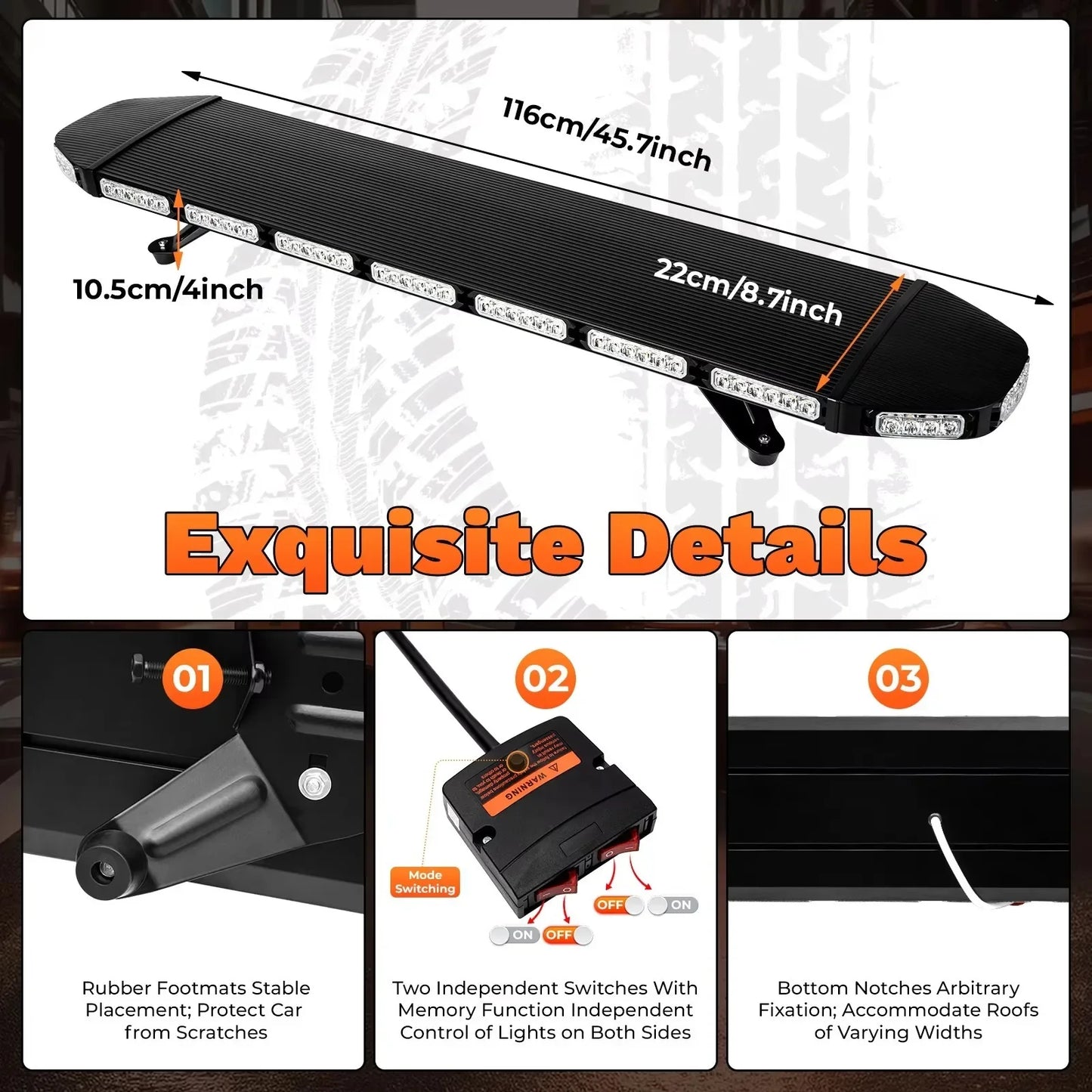 108 LED Strobe Light Bar Emergency Beacon Waterproof for Tow Trucks